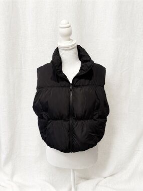 Love Tree Black Puffer Vest with High Collar